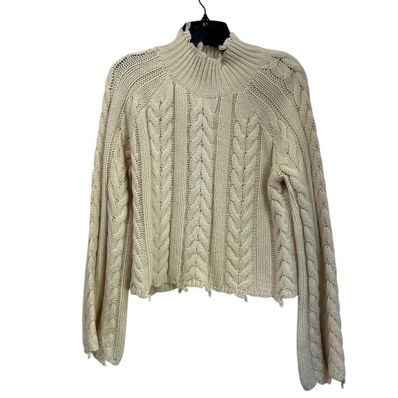 Cotton Candy LA Cable Knit Cropped Sweater Cream Neutral Size M/L - Picture 1 of 7
